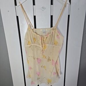 Maidenform Y2K Babydoll Camisole Slip Top Sheer Large Floral Fairy Romantic